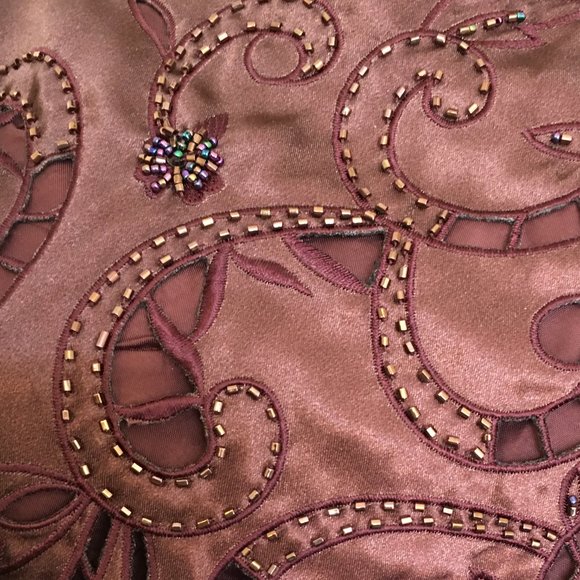 Ombré Beaded and Embroidered Sheath Gown - Picture 12 of 13